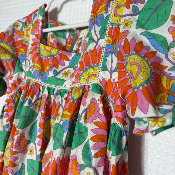 MINI BODEN Floral Cotton Flutter Sleeve Dress Multi in Daisy Vine Size 7-8 - Picture 5 of 6